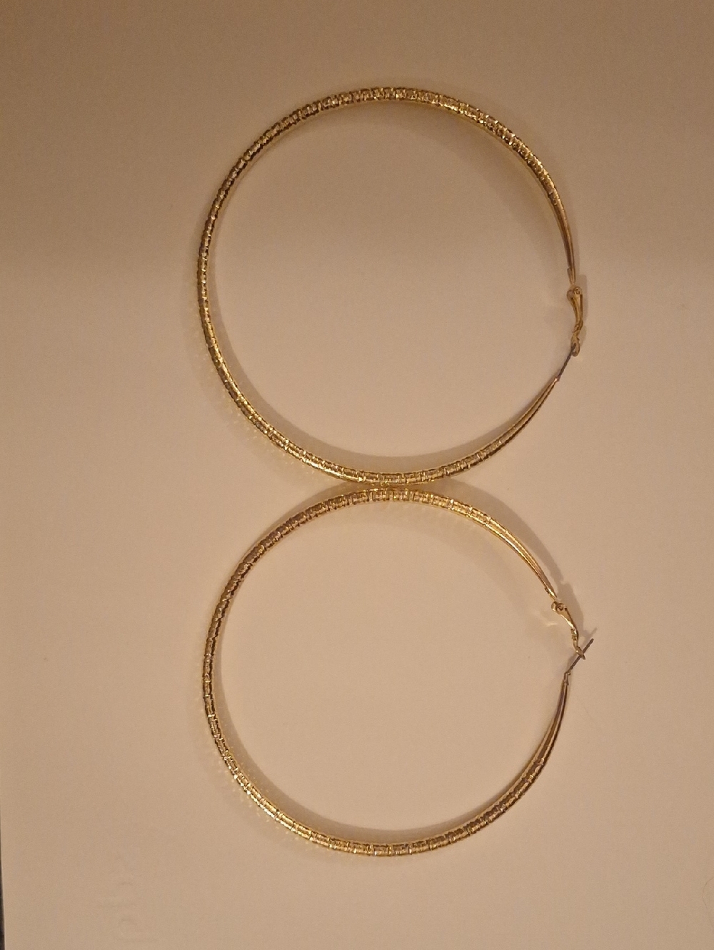 Gold Textured Hoop Earrings - Women Jewelry